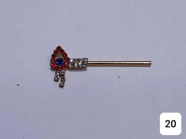 GOLDEN 2'' BANSURI TRI COLOR STONES.