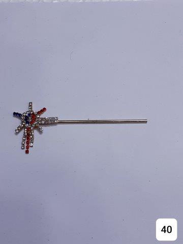 GOLDEN 3'' STAR LIKE BANSURI WITH STONES.