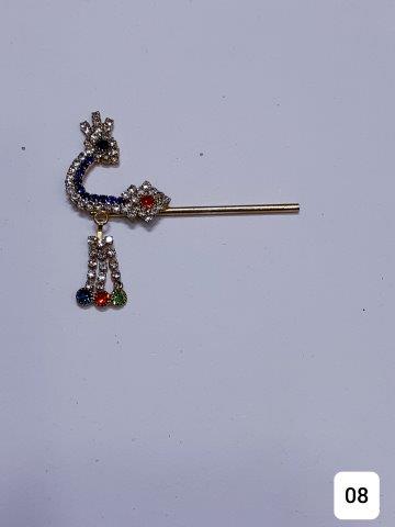 GOLDEN 2"BANSURI WITH LATKAN AND PEACOCK DESIGN