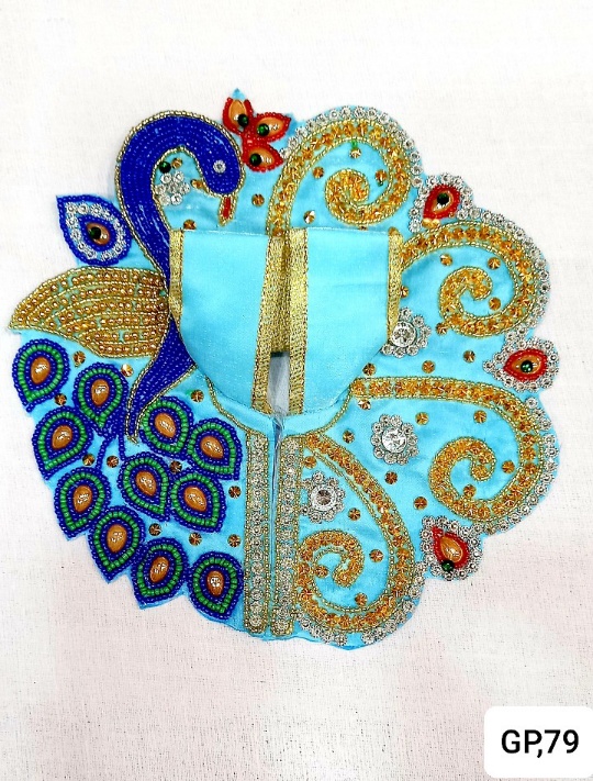 Laddu gopal dress peacock design with stones.