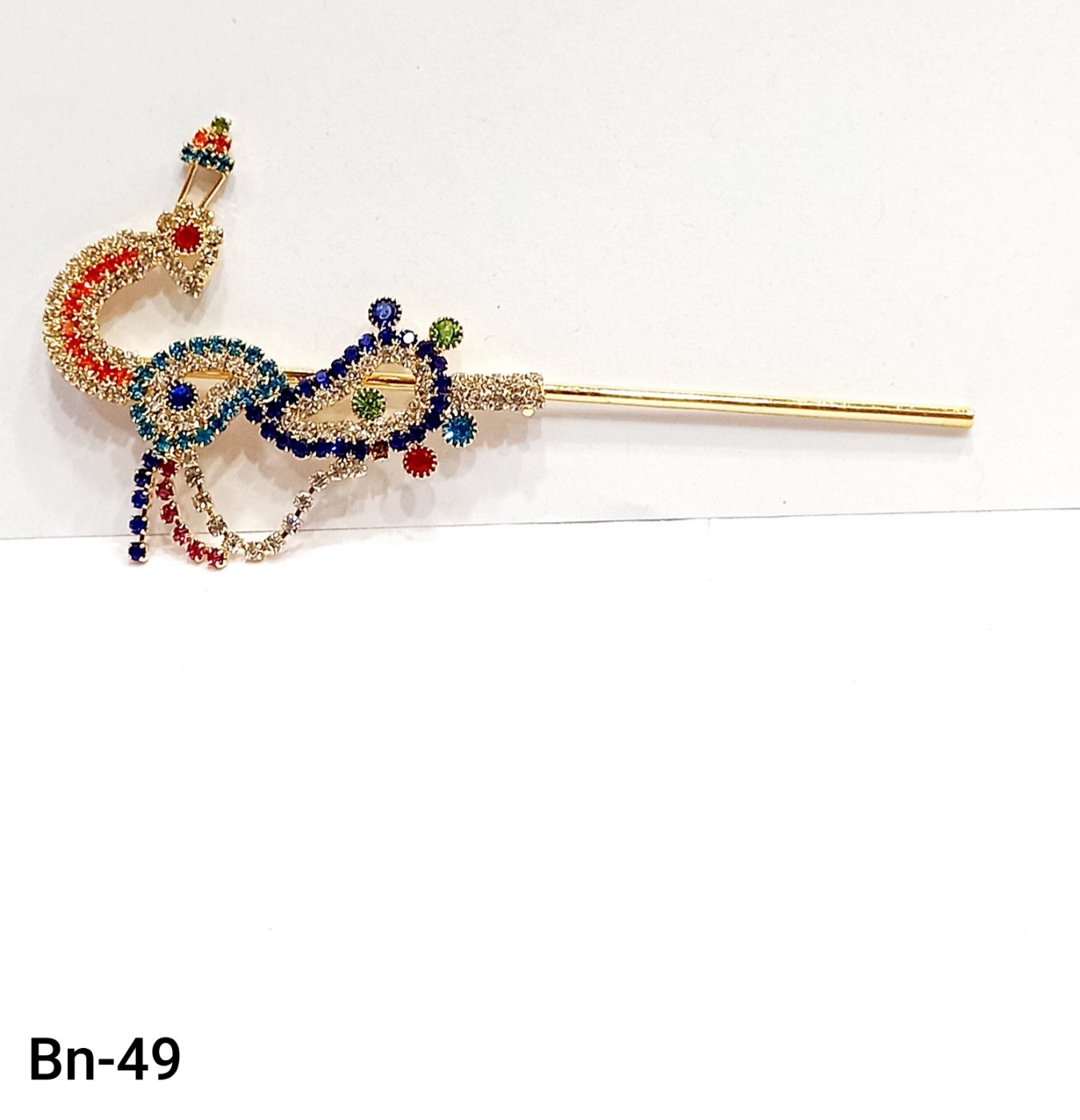 Metal body multi colour stone work Bansuri for Gopal ji