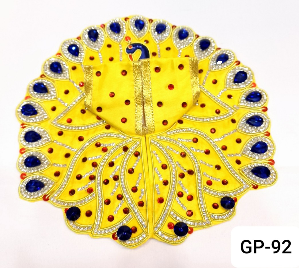 Hand work  poshak with blue peacock design