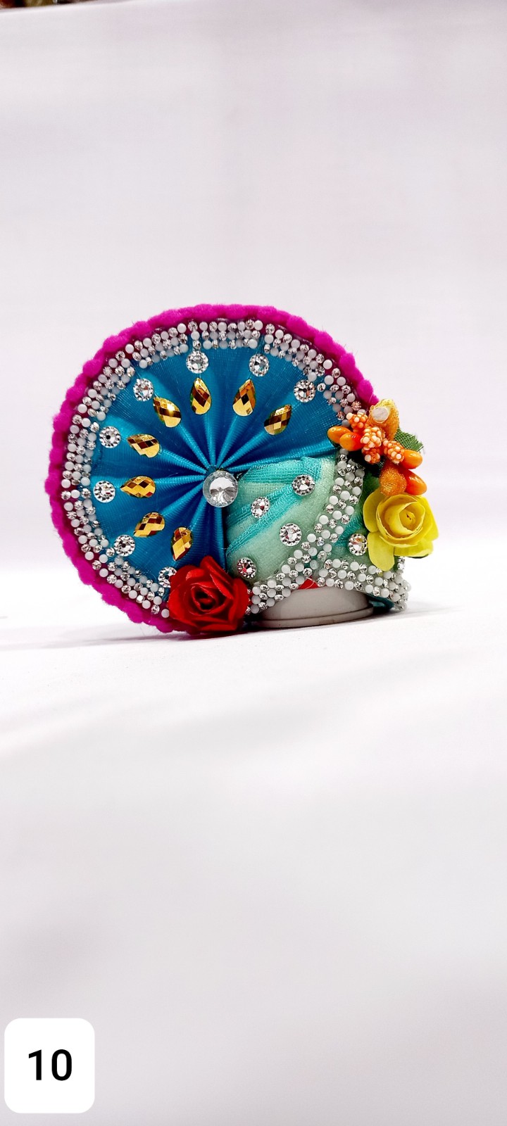 Decorated pagdi with lace,stones,flower and reboli